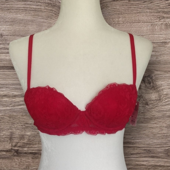 SO Juniors Red Balconette Push Up Bra Size 34A - New With Tags - Picture 1 of 4